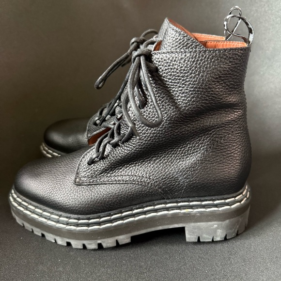 Worn once! Proenza Schouler Black Calf Leather Combat Laceup Boots EU 38 / US 8 - Picture 3 of 13